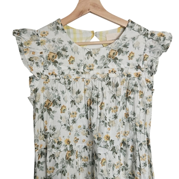 Laura Ashley Floral Ruffle Sleeve and Plaid Accents Dress Size 4 - Picture 3 of 11